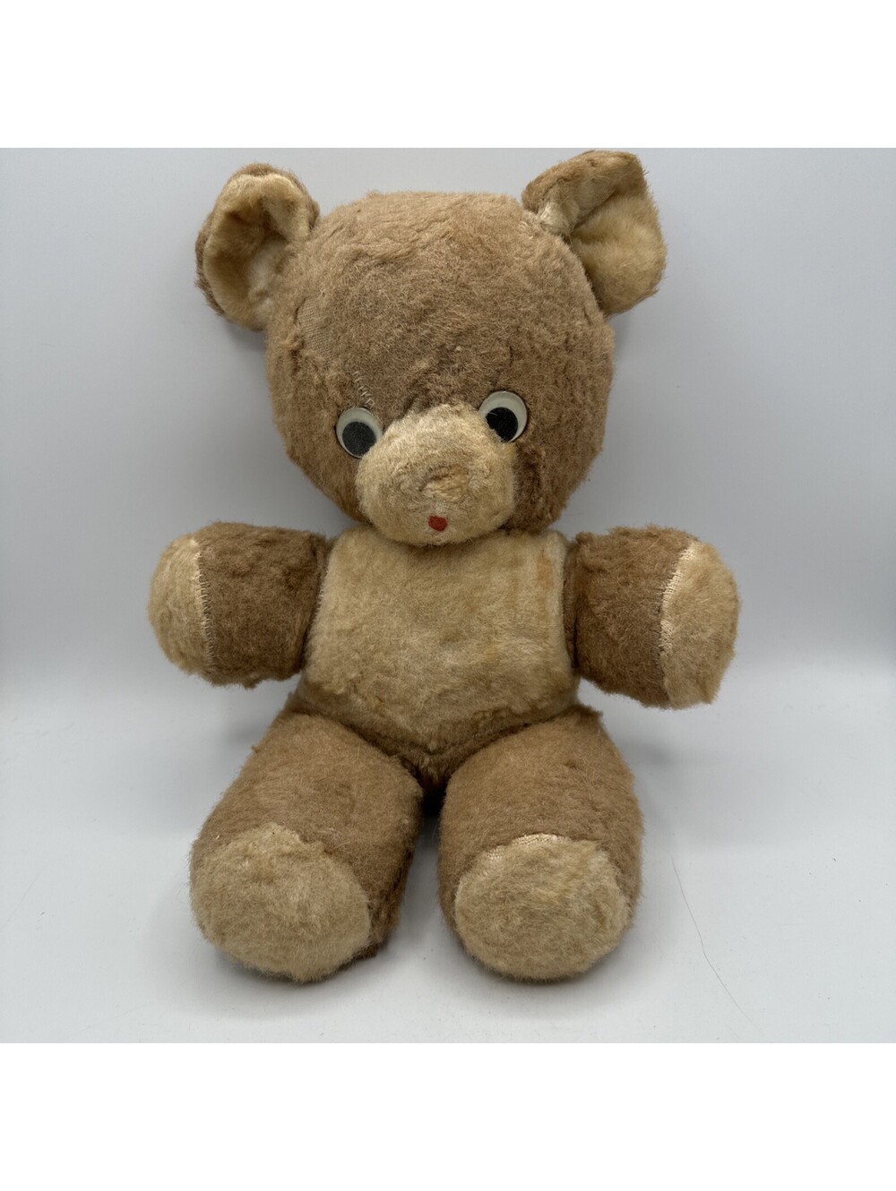Brown Tan Plush Teddy Bear 12" Hand Stitched Vintage 50s, 60s, 70s Kids Toy